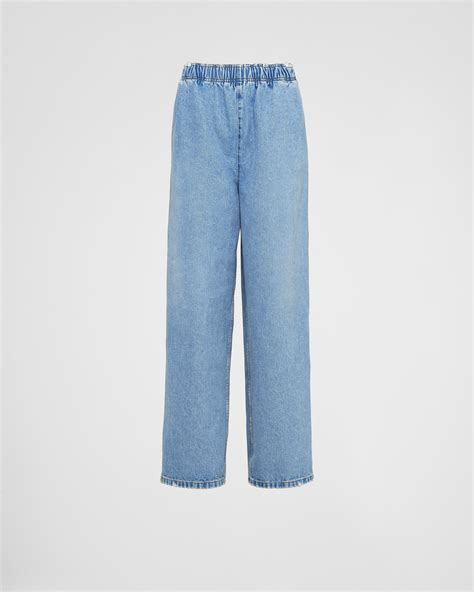 prada blu jeans|Sky Blue Wide Denim Jeans .